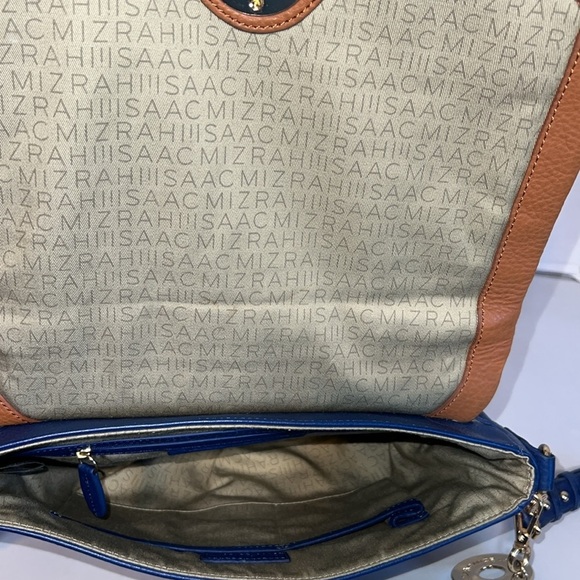 Isaac Mizrahi Tan and Navy Crossbody Bag Minimalist - Picture 13 of 17